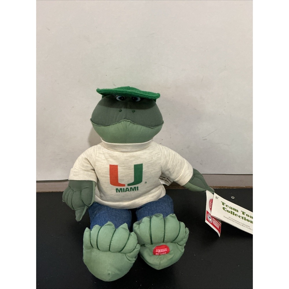 Miami Hurricanes Team Toad Collection NCAA 1990s Plush Frog Sings Alma Mater VTG